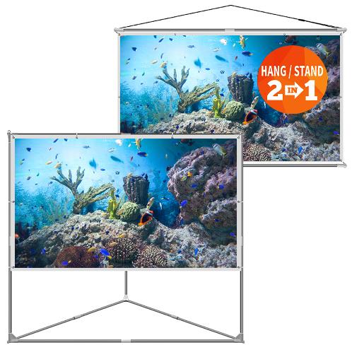JaeilPLM 100-Inch 2-in-1 Portable Projector Screen, Outdoor Indoor Compatible