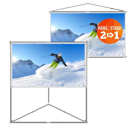 JaeilPLM 80-Inch 2-in-1 Portable Projector Screen, Outdoor Indoor Compatible